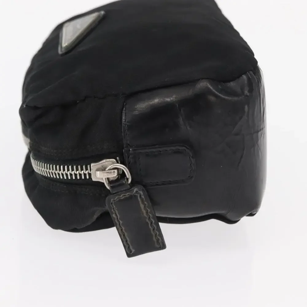 Prada Nylon Leather Pouch Black